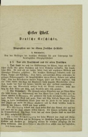 Erster Theil. Deutsche Geschichte