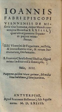 De miseria vitae humanae deque mundi contemptu homiliae 34