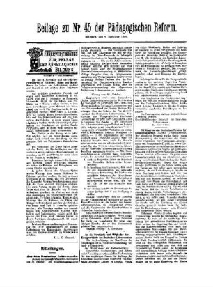 Mitteilungen : Beilage zu Nr. 45 der Pädagogischen Reform