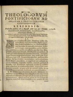 I-XLVI, Theologorum Pontificiorum Ad Oblatam A Protestantibus ...