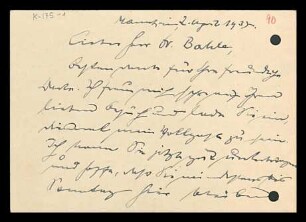 [Postkarte von Otto Selz an Julius Bahle vom 02. April 1937]