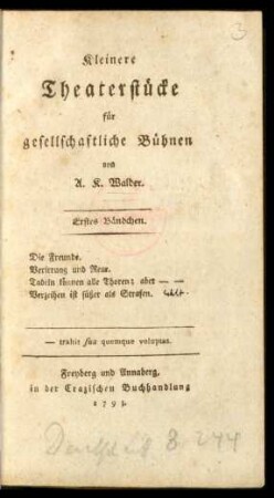 Bd. 1: Kleinere Theaterstücke für gesellschaftliche Bühnen