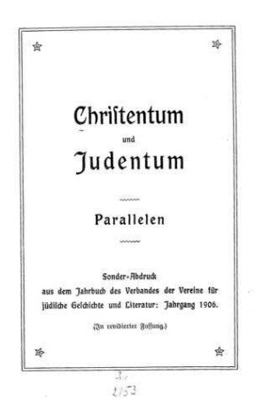 Christentum und Judentum : Parallelen