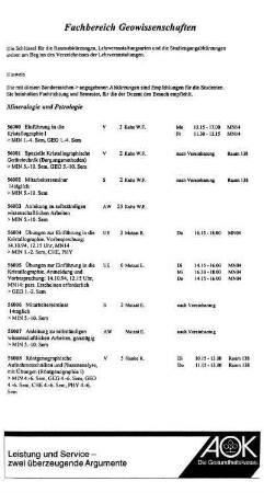 Fachbereich Geowissenschaften