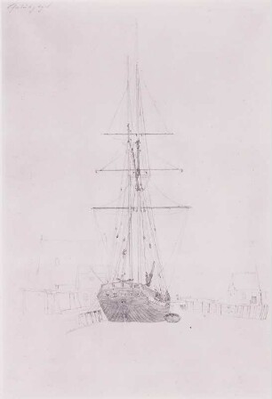 Studie eines Zweimasters (Segelschiff im Greifswalder Hafen) : Friedrich, C. D. F.: Studie e. Zweimasters