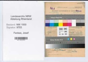 Entnazifizierung Josef Fenkes, geb. 24.04.1886 (Postinspektor)