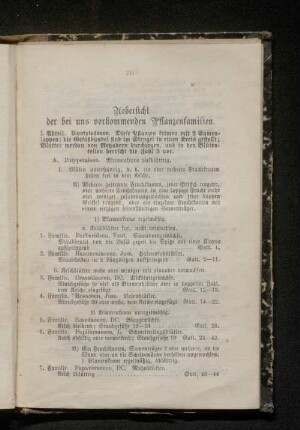 Uebersicht der bei uns vorkommenden Pflanzenfamilien