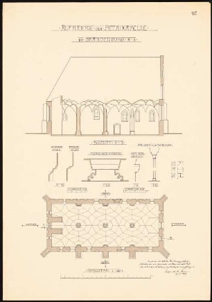 Petrikirche, Brandenburg/Havel: Schnitt und Grundriss 1:20 und 1:100