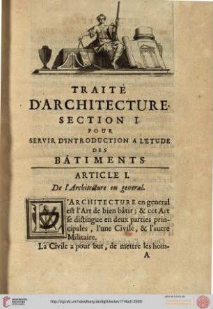 Section I. Pour servir d'introduction a l'etude des batiments