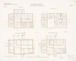 Offizierskasino, Oldenburg: Grundriss Fundamente, Keller, Erdgeschoss, Dachgeschoss 1:100