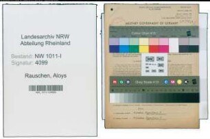 Entnazifizierung Aloys Rauschen , geb. 28.08.1907 (Maschinenschlosser)