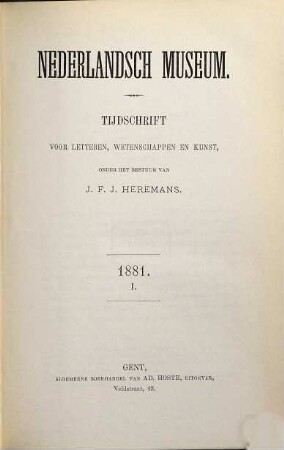 Nederlandsch museum : tijdschrift voor letteren, wetenschappen en kunst. 1881,[1]