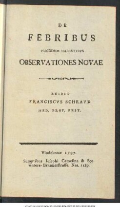 De Febribus Periodvm Habentibvs Observationes Novae