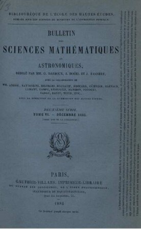 Tome VI. - Décembre 1882.