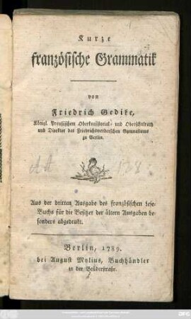 Kurze französische Grammatik