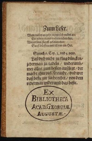 Zum Leser.