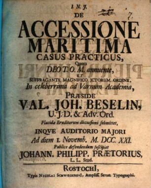 De accessione maritima casus practicus