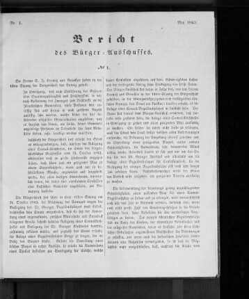 Nr. 1. Bericht des Bürger = Ausschusses. Mai 1865.