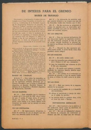 De interés para el gremio : Bases de trabajo