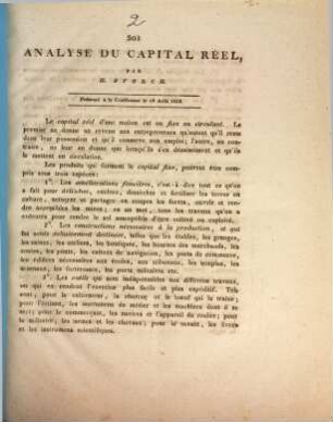 Analyse du capital réel : Présenté 14. Ao. 1822