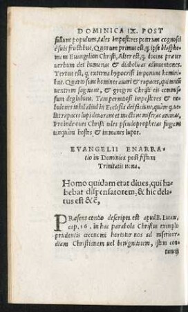 Evangelii Enarratio in Dominica post festum Trinitatis nona.