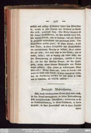 Zwanzigste Wahrnehmung.