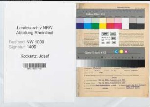 Entnazifizierung Josef Kockartz, geb. 27.02.1903 (Verw.Angest.)