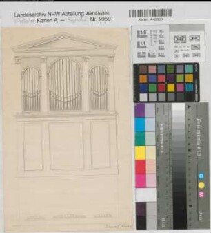 Orgelprospekt und Grundriß um 1850 o.M. 32,6 x 30,7 Daniel Roetzel Zeichnung Nachlaß Roetzel Nr. 21