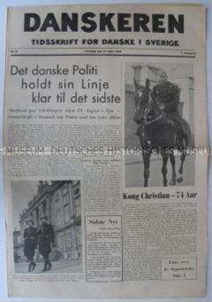 Illustrierte Wochenzeitung für Schweden und Dänemark aus der Zeit der deutschen Besetzung Dänemarks u.a. zum 74. Geburtstag von König Christian