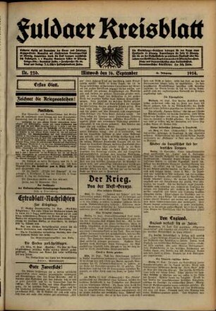 Ausgabe vom Mittwoch, den 16. September 1914.