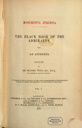The Black Book of the Admiralty : with an appendix. 1