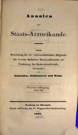 Annalen der Staatsarzneikunde. 4. 1839