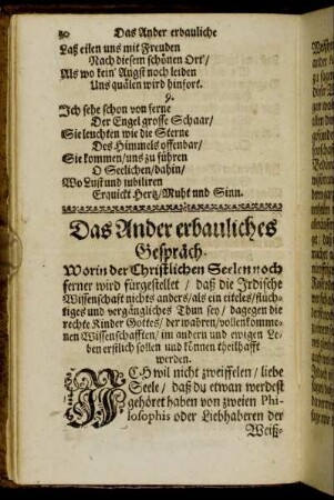 Das Ander erbauliches Gespräch. Worin der Christlichen Seelen noch ferner wird fürgestellet [...]