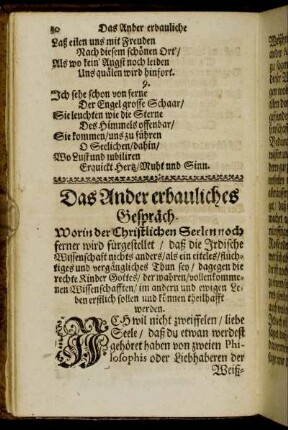 Das Ander erbauliches Gespräch. Worin der Christlichen Seelen noch ferner wird fürgestellet [...]