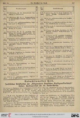 Juristischer Briefkasten der "Allgemeinen Deutschen Kunstgenossenschaft" : Leiter: Rechtsanwalt Dr. Fr. Rothe-Berlin
