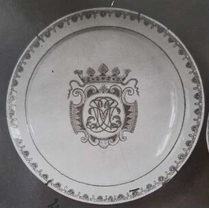 Große Schüssel mit bekrönter Kartusche mit Spiegelmonogramm