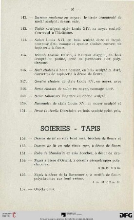 Soieries - Tapis (Nr. 152-157)