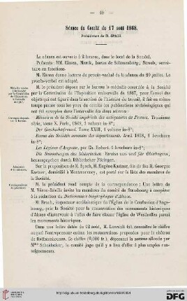 Séance du Comité du 17 août 1868