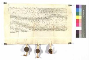 Dietrich Billung, Bürger zu Speyer und Alhus von Neuenstein, seine Hausfrau verkaufen an Albrecht von Hohenlohe alle ihre Rechte zu Beutingen, die Kunz von Neuenstein inne hatte; Siegel: Alhus von Neuenstein, Hans von Orn, Dietrich von Pfedelbach.