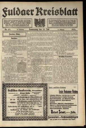 Zweite Ausgabe vom Donnerstag, den 13. Juli 1911.