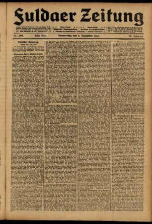 Erste Ausgabe vom Donnerstag, den 04. Dezember 1913.