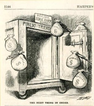 The next thing in order : gestohlenes Geld wird mit Heugabeln aus einem Tresor geholt