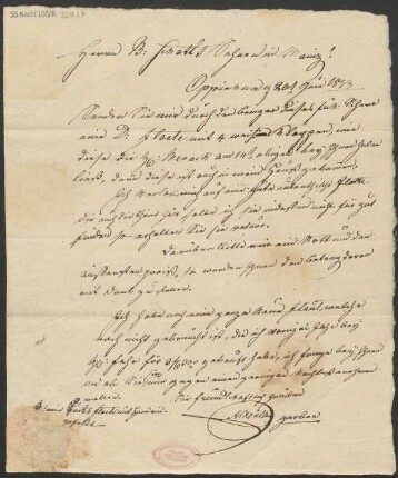 Brief an B. Schott's Söhne : 21.06.1833