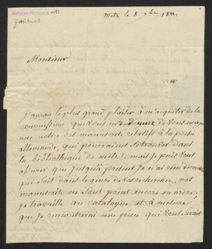 Brief an Jacob Grimm : 08.09.1811