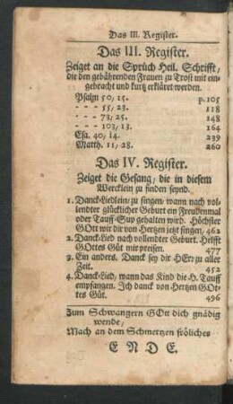 Das III. Register. Zeiget an die Sprüch Heil. Schrifft, ...