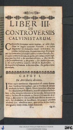 Liber III. De Controversiis Calvinistarum.