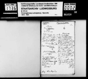 Bürgerannahmegebühren, Oberamt Besigheim