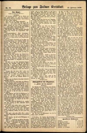 Zweite Ausgabe vom Samstag, den 15. Februar 1879.