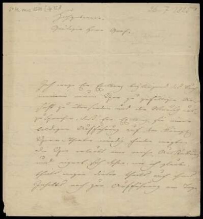 Brief von Louis Spohr an Wilhelm Friedrich von Redern