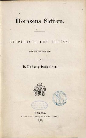 Horazens Satiren : Lateinisch und deutsch